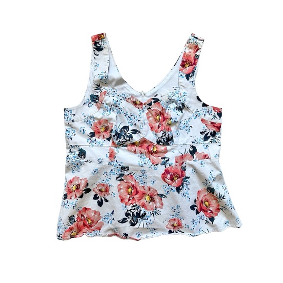torrid Tops - Torrid Sweetheart Babydoll Peplum Tank White Floral Size 1X